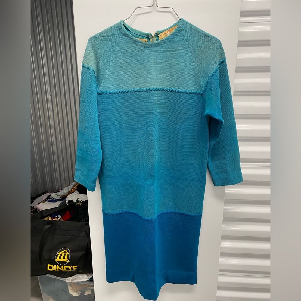 Vintage Cadillac 1950s Virgin Wool Colorblock Shift Dress